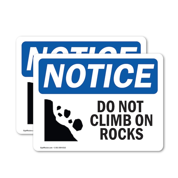Signmission Do Not Climb On Rocks Sign With Symbol, 7 in W x Rectangle, Vinyl Decal OS-2PACK-NS-D-57-L-11105 - main